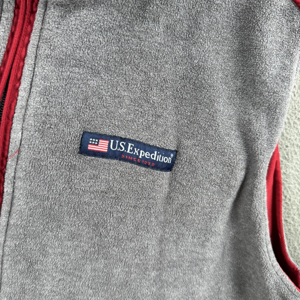 US Expedition Vest Mens XL Red Gray Reversible Fleece Lined Gorpcore Utility - Picture 4 of 8